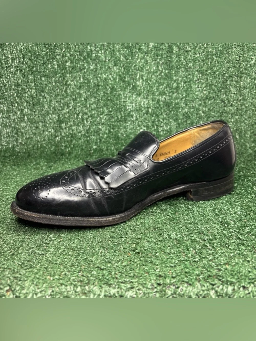 Johnston & Murphy Kiltie Loafers Mens Size 11‎ Black Leather Dress Shoes Wingtip